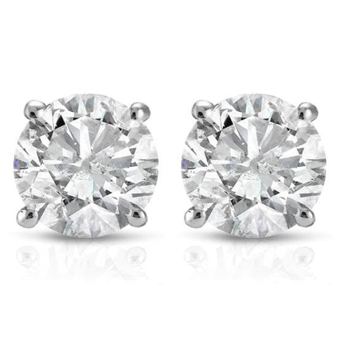 1/2Ct TW Round Real Diamond Studs Women's Earrings 14K White Or Yellow Gold