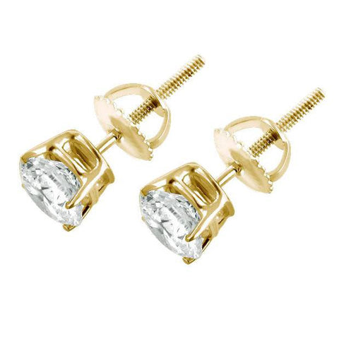 1 ct TDW Diamond Studs 14K Yellow Gold Lab Grown Screw Back Earrings