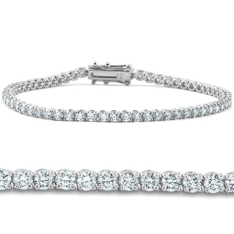 14k White or Yellow Gold Round-Cut Diamond Tennis Bracelet 2cttw 7" Women's