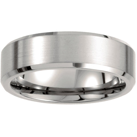 Stainless Steel Mens Brushed Beveled 7MM Comfort Fit Band