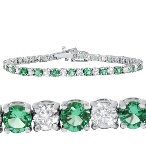 3ct Emerald & Diamond Genuine Tennis Bracelet 14K White Gold