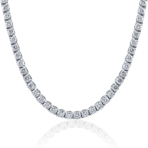 Huge 33 Ct Diamond Tennis Necklace 14K White Gold 18"