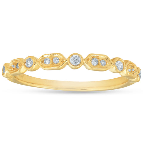 1/6ct Diamond Wedding Stackable Ring 14k Yellow Gold