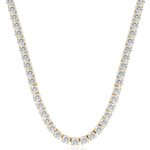Huge 33 Ct Diamond Tennis Necklace 14K Yellow Gold 18"