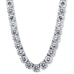 Huge 69 Ct TW Diamond Tennis Necklace 14K White Gold 18" Lab Grown