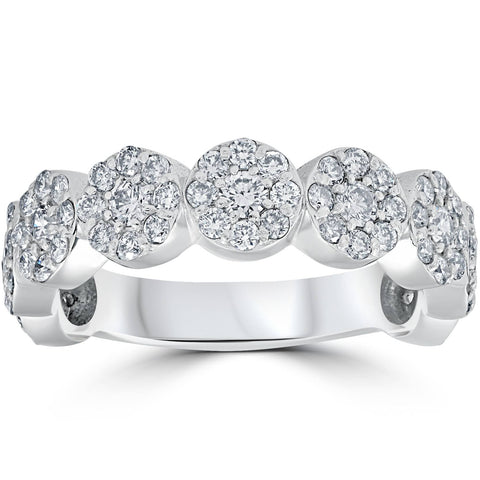 1 1/2Ct Diamond Ring 10k White Gold 3/4 Eternity Women's Wedding Band