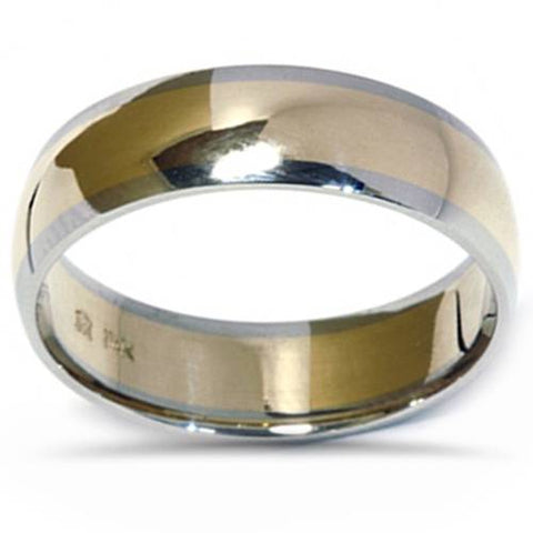 Mens 14K Gold Two Tone Comfort Fit Plain Wedding Band