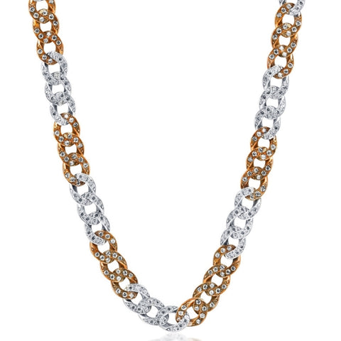 Men's 14k Gold (73gram) or Platinum (137gram) 9.5mm Diamond Chain Necklace 23"