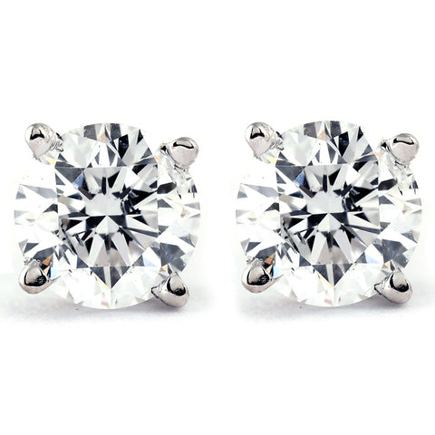 1/4 Ct TW Round Cut Real Diamond Studs Available in 14k White or Yellow Gold