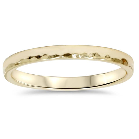 2mm Hammered 14K Yellow Gold Band