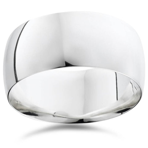 10mm Dome High Polished Wedding Band 14K White Gold