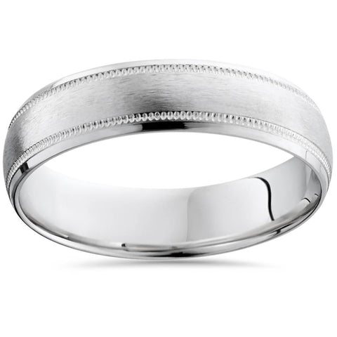 Mens 6mm Platinum Wedding Band Brushed Comfort Fit Ring