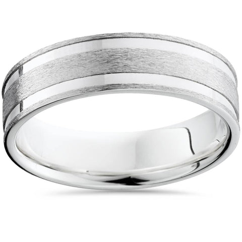 Double Channel Brushed Wedding Band 950 Platinum