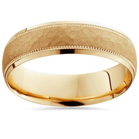 Hammered 6mm Wedding Band 10K Yellow Gold