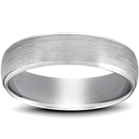 Platinum Wedding Band Mens Brushed Beveled Ring 6mm Polished Edges