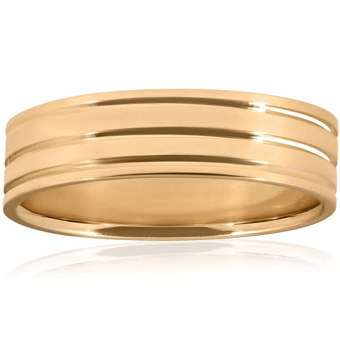 High Polished Mens Wedding Ring Solid 10K Yellow Gold