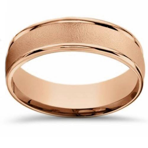 Men's 14K Rose Gold Brushed Comfort Fit Ring 6mm Wedding Band