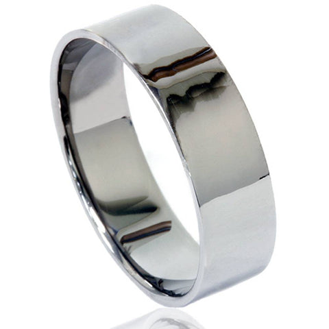 Mens Flat High Polished 6mm Black Gold Wedding Band Ring