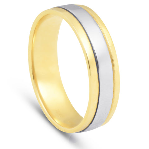 Mens 14K Gold Two Tone High Polished Wedding Band New