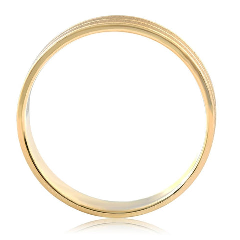 Mens 14K Yellow Gold Brushed Comfort Fit Wedding Band 6MM Wide