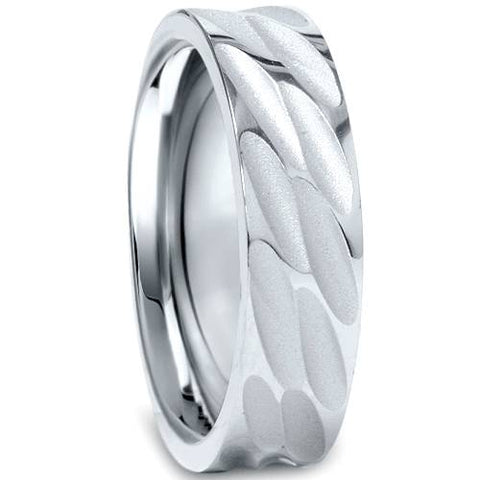Mens 6mm Handmade Polished Wedding Band 10K White Gold 1.8mm Thick Comfort Fit
