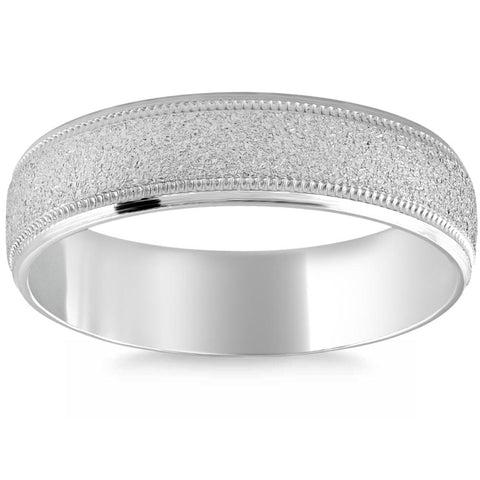 Platinum 7mm Flat Comfort Fit Brushed Wedding Band Mens Ring