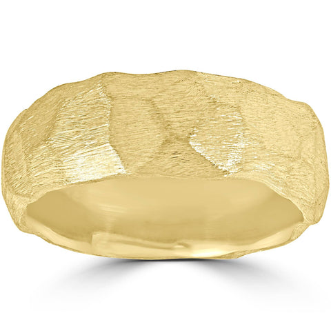 Designer 14k Yellow Gold Hammered Nugget Wedding Band – Bliss Diamond