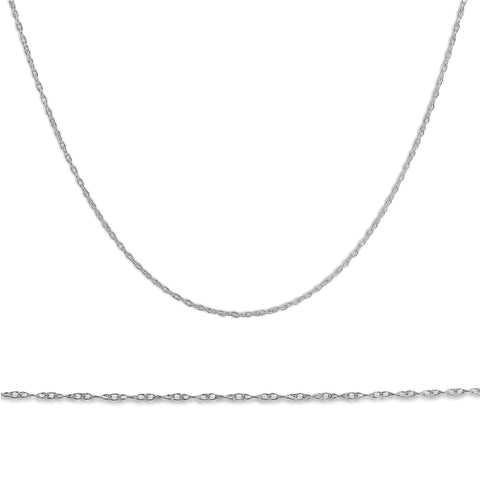 Solid 14k White Gold 18" Chain With Spring Ring