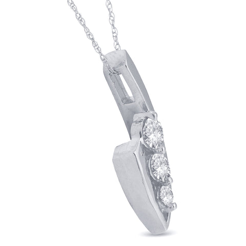 1/2ct Three Stone Diamond 14k White Gold Pendant Necklace