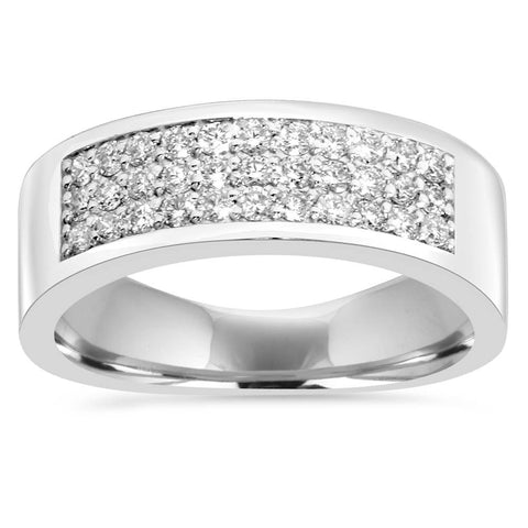 VS 1/2Ct TW Round Diamond Pave Wedding Anniversary Ring 10K White Gold Lab Grown