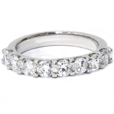 U Prong Diamond 1 1/2 Carat Wedding Ring 14K White Gold Womens Stackable Band