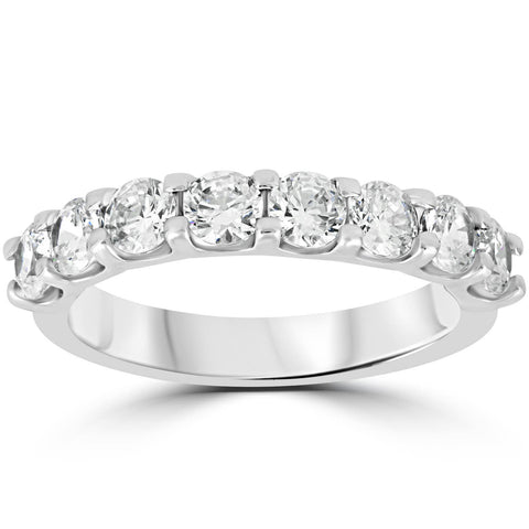 1 1/2 Ct U Shape Prong Diamond Wedding Ring 14K White Gold