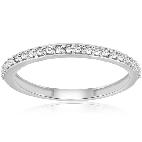 1/8 CT Stackable Women's Thin Diamond Wedding Ring White Gold Anniversary Band