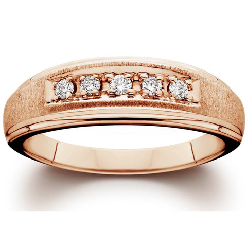 Men's Natural Diamond Brushed & Polished Ring 14K Rose Gold