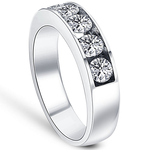 1 1/4ct Diamond Mens Wedding Ring Channel Set High Pold Band Jewelry Round Cut