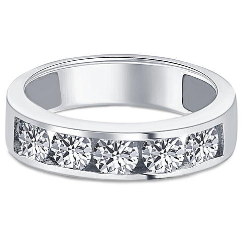 1 1/4ct Diamond Wedding Ring Channel Set Mens Ring 14k White Gold