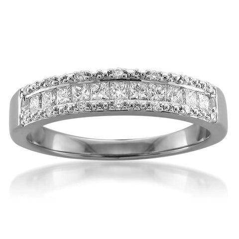 1/2ct Princess Cut Diamond Wedding Ring 14K White Gold