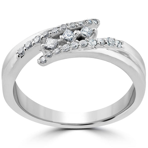 1/5 ct Princess Cut Diamond 3 Stone Engagement Anniversary Ring 10k White Gold
