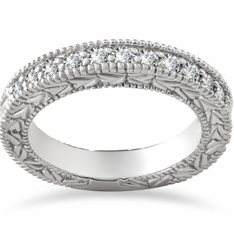 G SI 1/4 ct Lab Created Diamond Vintage Wedding Ring 14K White Gold