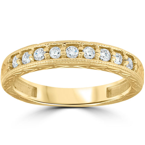 14k Yellow Gold 1/4ct Diamond Vintage Anniversary Wedding Stackable Ring Antique