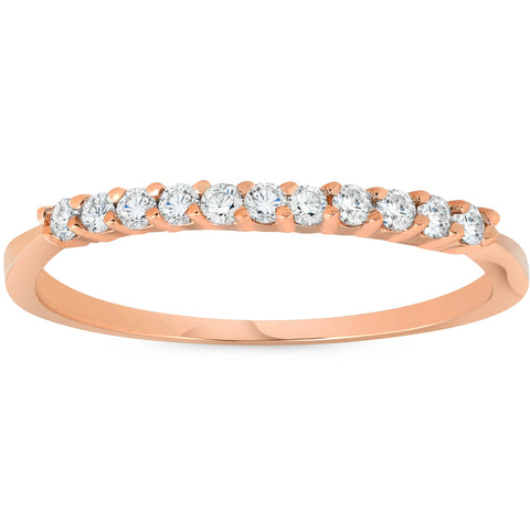 1/4 Ct Diamond Ring 14K Rose Gold Women's Stackable Wedding Band Prong Jewelry