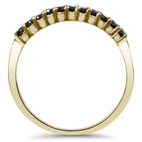 1/4ct Treated Black Diamond Wedding Anniversary Guard Ring 14K Yellow Gold