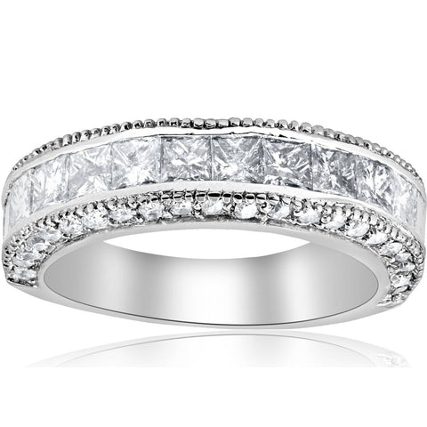 2 3/4ct Princess Cut Vintage Diamond Wedding 14K Ring