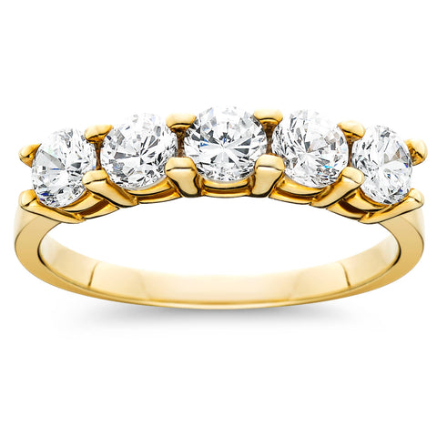 1 cttw Five Stone Diamond Wedding Anniversary Ring 14K Yellow Gold