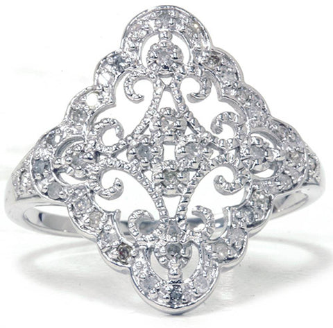 1/5ct Vintage Diamond Ring 10K White Gold