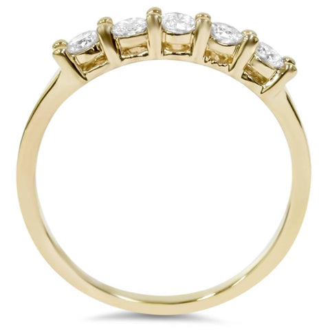 1 1/4ct Diamond Wedding 14k Yellow Gold Anniversary Ring 5-Stone High Polished