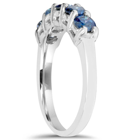 1/2ct Blue Diamond Wedding Ring 14K White Gold