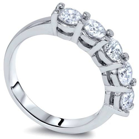 SI 1 cttw Five Stone Diamond Wedding Five Stone Ring 14k White Gold