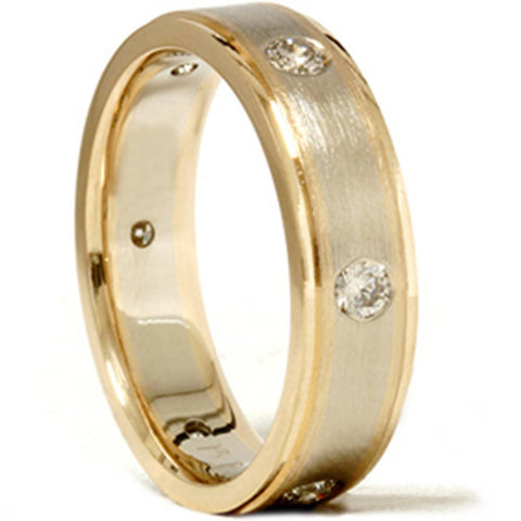 Mens 3/4ct 14K Gold Diamond Comfort Fit Wedding Ring