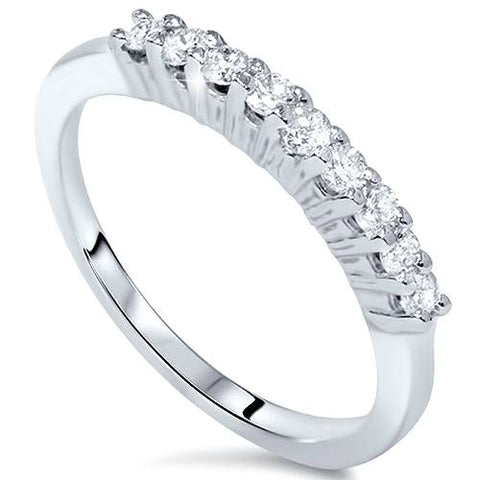 5/8ct 9 Stone Diamond Wedding Ring 14K White Gold